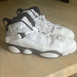 Kids Jordan White and Black Sneakers